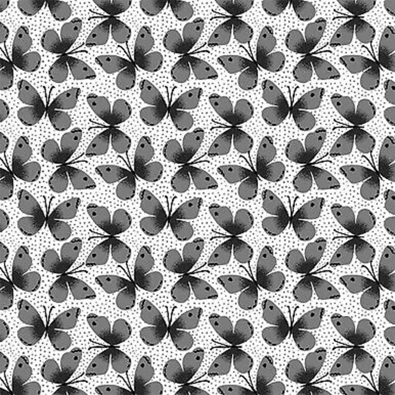 Kitty Kitty Butterflies on White Cotton Fabric by Windham Fabrics